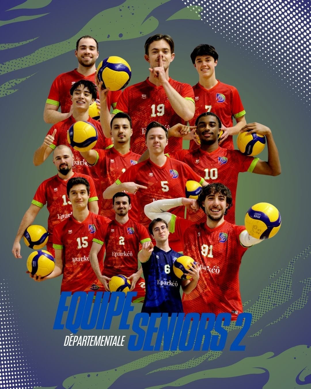 Équipe Volley Club de Draveil avec maillots Eparkéô